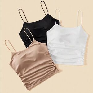 Women's Black, White, and Tan Camisole Tops